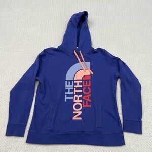 The North Face Purple Big Logo Drawstring Hoodie Pullover Sweatshirt Women’s XL